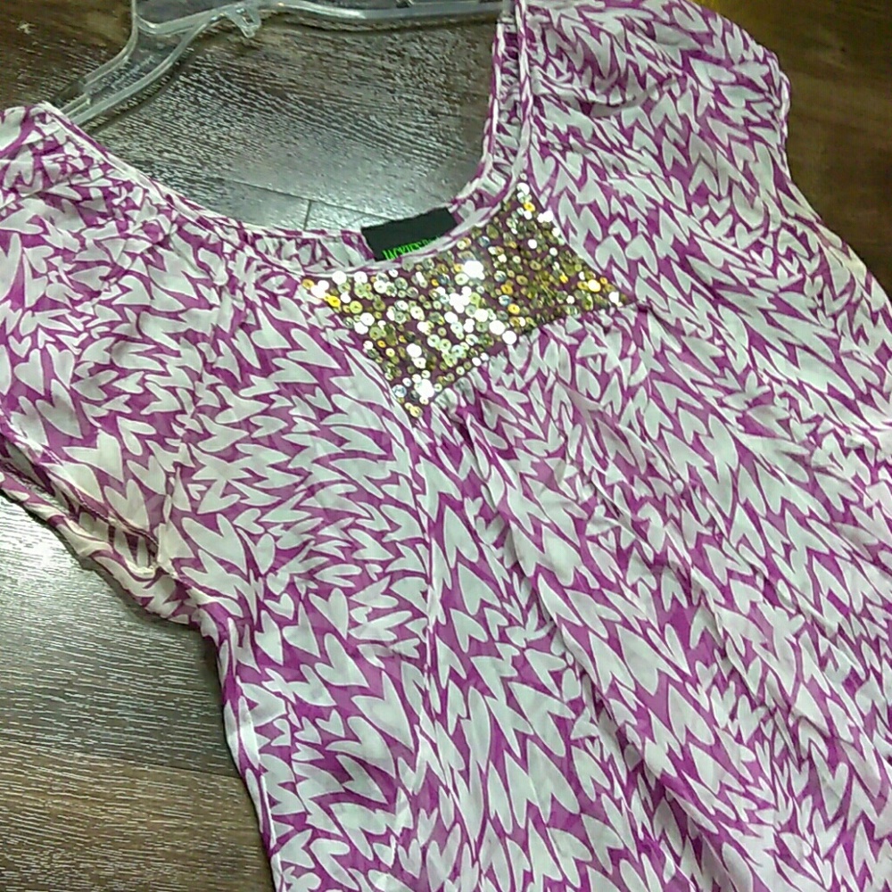 Sold out : Purple white chiffon sequin tunic